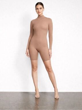 SKIMS Long Sleeve Mock Neck Short Romper